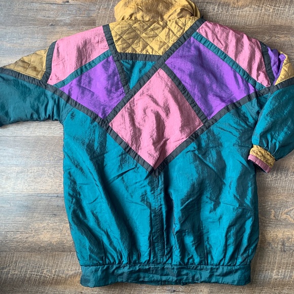 Vintage 70's 80's Pearlescent Patchwork Quilted Puffer Winter Coat S Jacket RARE - Picture 8 of 8